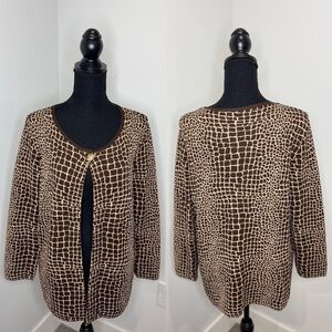 Jones New York Collection Knit Brown One Button Cardigan